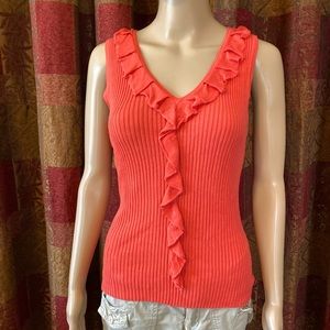 Knit coral top with fringe size medium